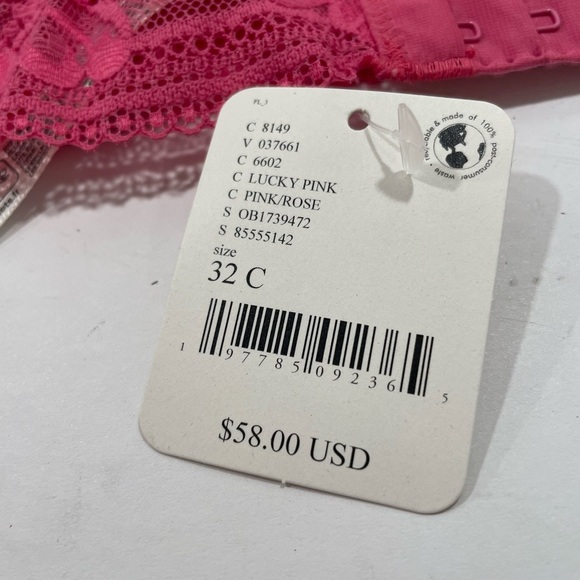 Intimately Free People Pink Lace Sorento Demi Longline Bra Sz 32C NWT Underwire - Picture 5 of 8